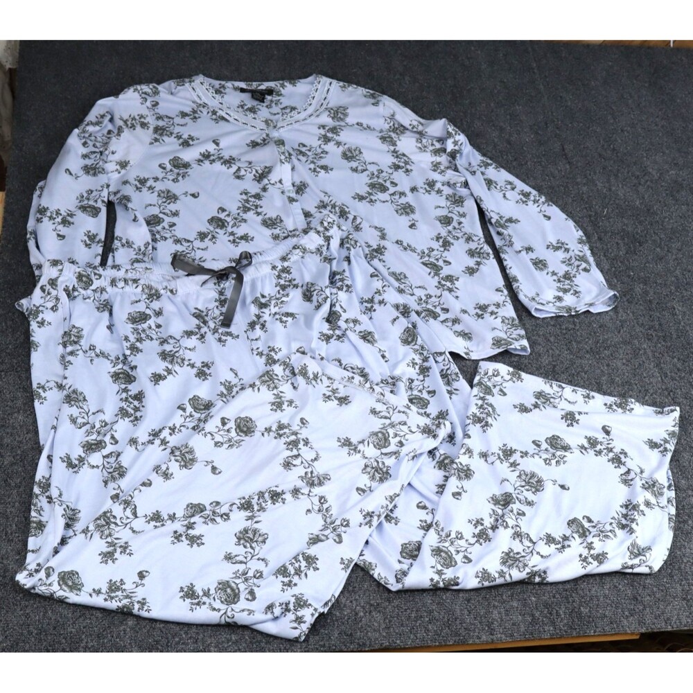 Earth Angels Pajama set size XXL Blue with Floral Colorway Comfort & Warmth